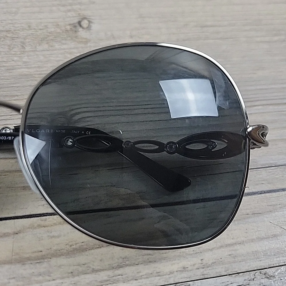 BVLGARI Gunmetal‎ Grey Ellipse Crystal Sunglasses BV 6025-B 103/87